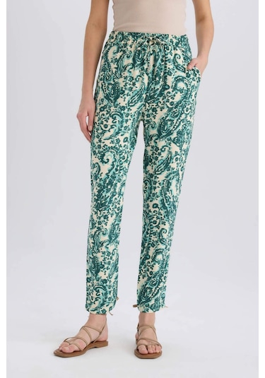 DeFacto Harem Desenli Viskon Kumaş Pantolon Cepli Esnel Belli Yüksek Bel I3709AZ25SMGN758