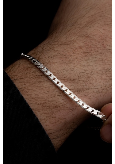 Erkek Gümüş Bileklik - 925 Ayar Ezme Gurmet Gümüş Bileklik