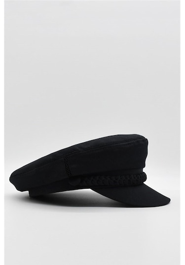 Külah Erkek Şapka Driver Kasket Flat Cap Kaptan Şapkası - Siyah Siyah