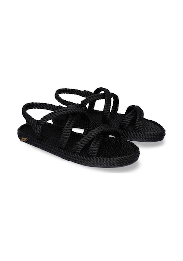 Nomadic Republic Tahiti Kauçuk Tabanlı Erkek Halat Sandalet Siyah