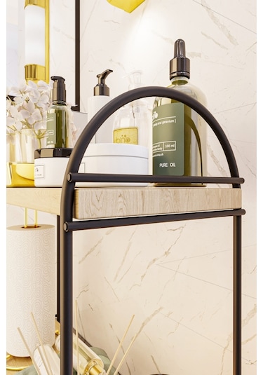 Bino Mutfak Rafı Masaüstü Düzenleyici Organizer Mutfak Banyo Dolabı 2 Katlı Raf Oval Raf Kitaplık. Siyah