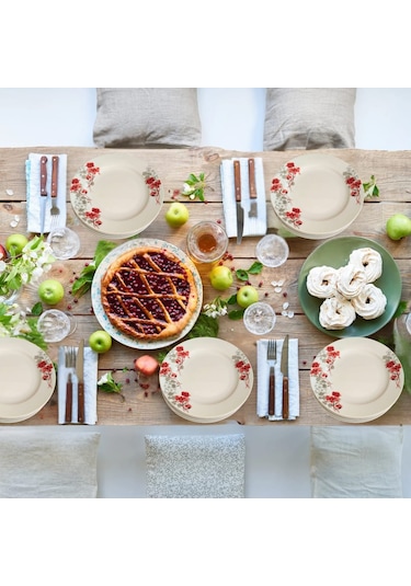 Gür Al Porselen Çiçek Desenli 6 Adet 20 Cm Pasta Tabağı