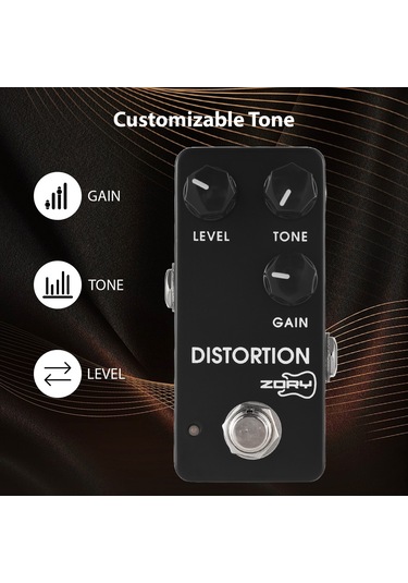 Ruicoo Zory Gitar Distorsiyon Pedalı - Gerçek Bypass, 6.35mm Giriş/çıkış, Alüminyum Kasa, Z-08 Modeli