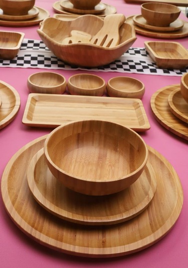 Atbyhome Meadow 6 Kişilik 31 Parça Doğal Bambu Kahvaltı Takımı Kahvaltı Seti Sunum Seti Bambu