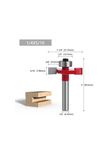 Dofolink Ahşap İşleme T Tipi Toplu Uç 8'li Set - Kenar Düzeltici Ve Yuva Kesici - 1/4 Uç Çapı 5/16