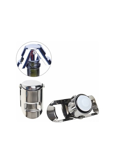 Konesam 2 Adet Paslanmaz Çelik Şampanya Tıkacı - Vakumlu Kapaklı Şarap Fıçı Koruması - Lezzeti Ve Tazeliği Korur - Ev Bar Ve Mutfak Aksesuarı