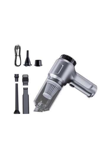 CBTxGlobal Suıtu St-6651 Otomotiv Şarj Toz Giderme Blower Araba Fırçasız Elektrikli Süpürge Gümüş ve Gri