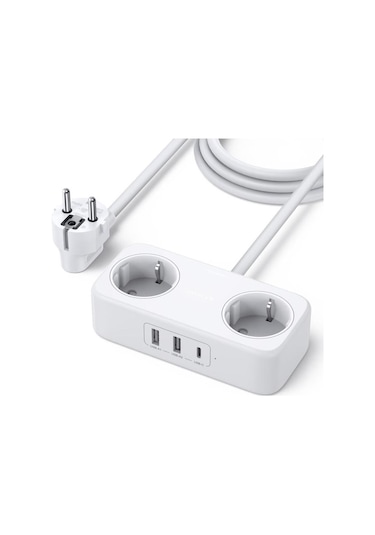 Ugreen Type-C Usb Çıkışlı 2'li 1.8 M Akım Korumalı Priz (Teşhir)