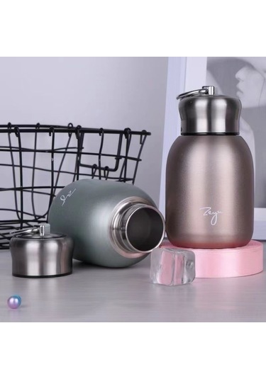 Moveevo Outdoor Aktivite İçin 300 Ml Gümüşi Pembe Paslanmaz Çelik Isı Saklama Bardak, Hafif Ve Taşınabilir Altın