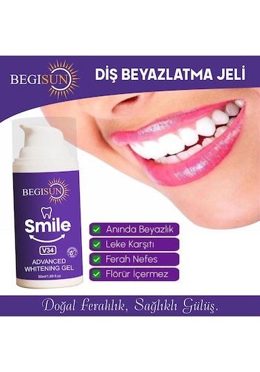 Begisun V34 Leke Karşıtı Diş Beyazlatıcı Mor Jel 50 ML