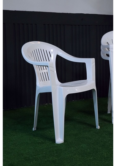 Plastik Bahar Kollu Bahçe Balkon Koltuk Beyaz 6 Adet Beyaz
