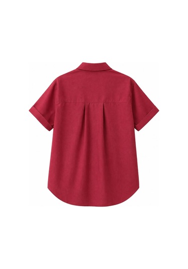 Mixray 3950 Kadın Oxford Kısa Kollu Basic Gömlek Bordo