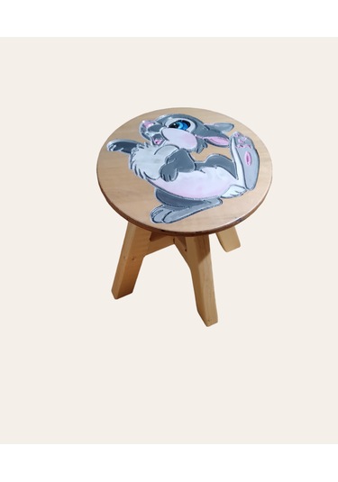 Tavşanım Ahşap El Yapımı Çocuk Taburesi