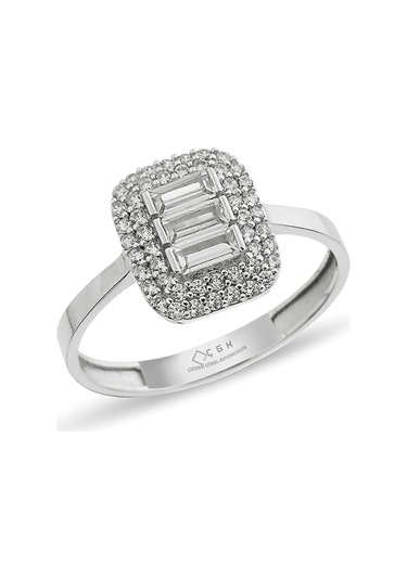 Çgk Çiğdem Gürel Kuyumculuk Baget Altın Yüzük Bagetsetyzk06 14yeni0062 Beyaz