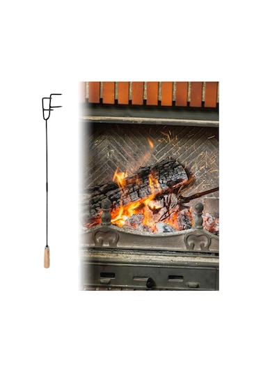 Homyl Toz Alma Kancası Ahşap Saplı Dövme Demir Ateş Stil-a Stil A Çok Renkli