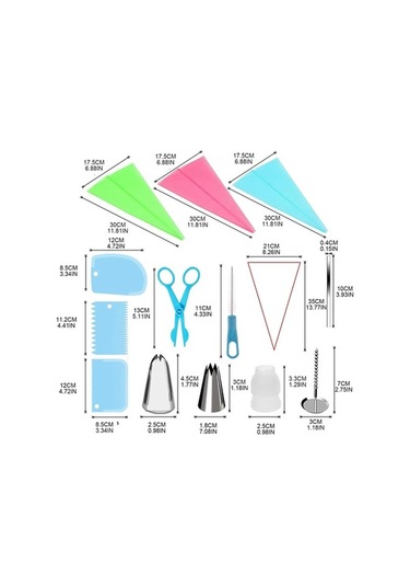 Bloomnest Kek Dekorasyon Sıkma Torba Seti, Uçlar Ve Tutucu İle Yeniden Kullanılabilir Cupcake Aparatı Diğer