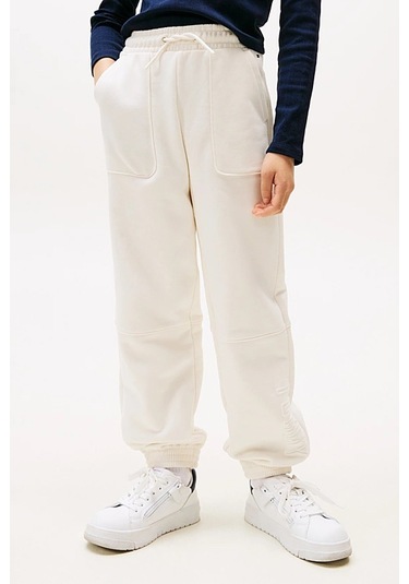 Kız Çocuk Kabartma Baskılı Eşofman Altı - Krem Ivory Silk