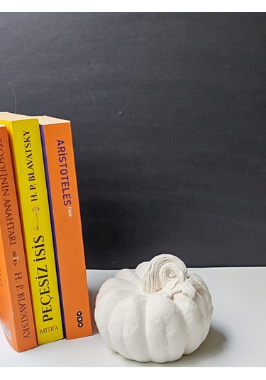 Dekoratif Balkabağı Orta Boy, Ham Beyaz El Yapımı, Ev Dekoru, Masa Dekoru, Obje, Biblo