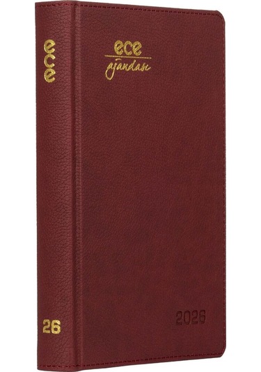 Ece Ajandası Kemer 2026 Bordo - Günlük Çizgili Sert Kapak 14x20 Bordo