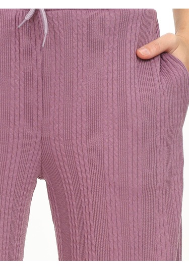 Denokids Kız Çocuk Geniş Paça Gül Basic Eşofman Altı Renkli Gülkurusu