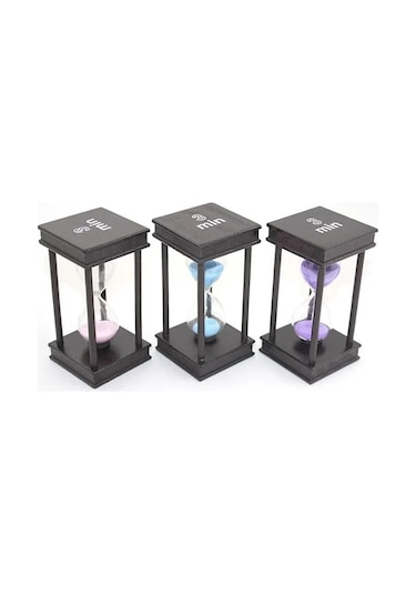 Ahşap Kumsaati 3 Dakika - 13x6 Cm Dekoratif Modern Zaman Ölçer No
