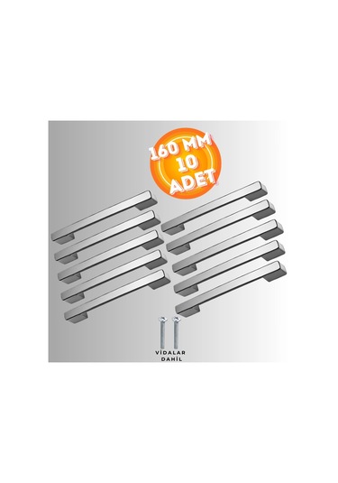 Köprü Kulp Dolap Çekmece Kulbu Metal Kulp 160 Mm 10 Adet Krom