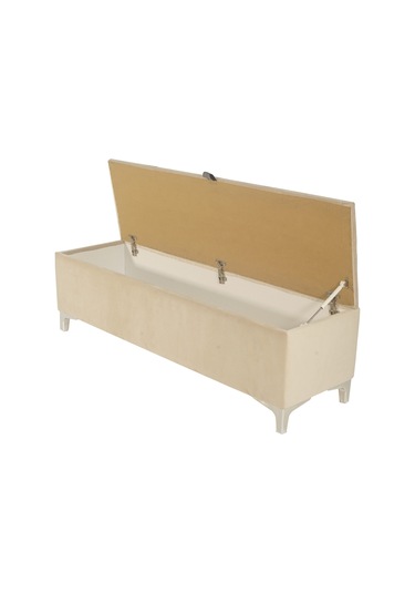 Vetra V2 Sandıklı Puf  Krem Dilimli Model Sandıklı Puf Bench - Sandıklı Yatak Ucu Bankı