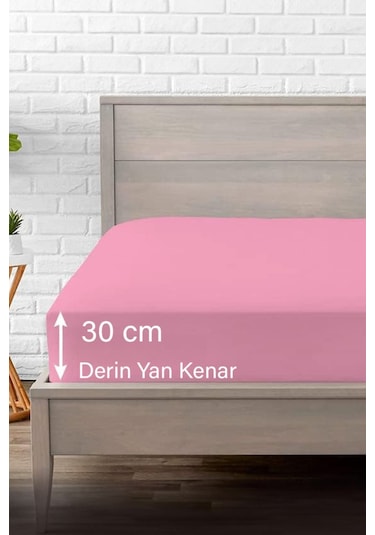 Ranforce Pembe Pamuklu Tek / Çift Kişilik Battal Tam Kenar Lastikli Çarşaf 14 Renk Fıtted Pembe