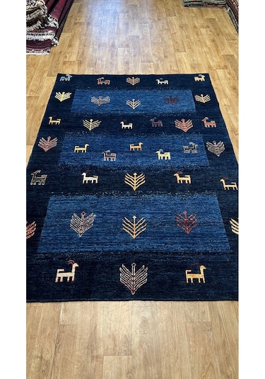 El Dokuma Afghan Halısı Lacivert