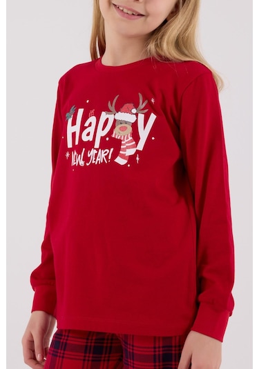 Rolypoly Kız Çocuk Uzun Kol Pijama Takım Kırmızı-1763 Kırmızı