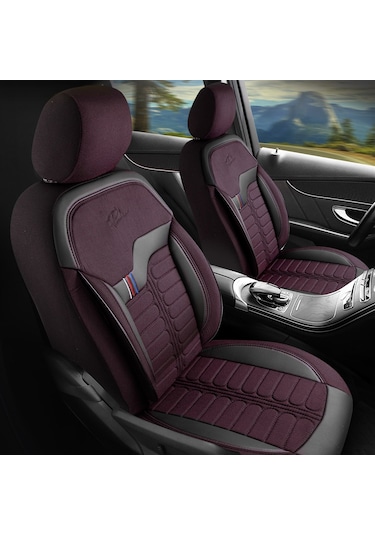 Panda Londra Serisi İngiliz Jakar Kumaş Oto Koltuk Kılıfı - Bordo - Siyah