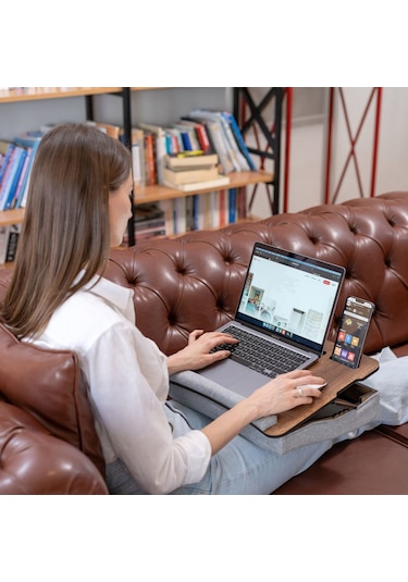 Vigo Wood Minderli Eğim Ayarlanabilir Laptop Sehpası Koyu Ceviz