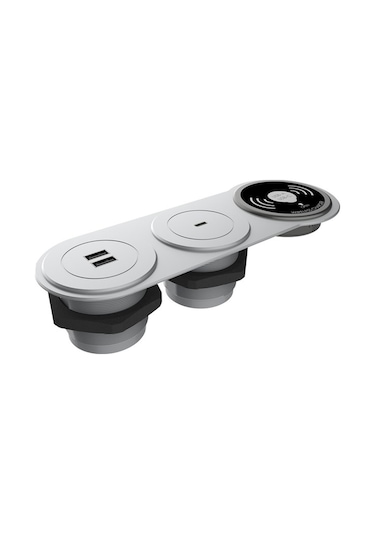 Circular-line Modüler Hızlı Şarj Kutusu Wireless UsbType-C Gümüş