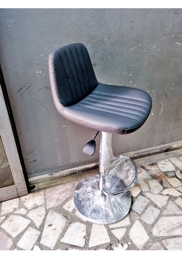 Gri Deri Amortisörlü Mutfak Bar Tabureleri Gri