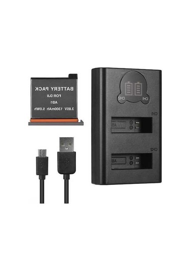 Pazly Çift Portlu Lcd Şarj Kiti - Djı Osmo Action İçin 1300mah Pil Ve Hızlı Şarj