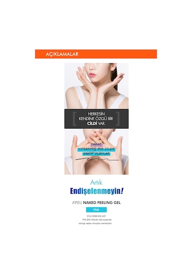 Missha A'PIEU Naked Peeling Gel Pha İçeren Hassas Ciltler için Peeling Jel 100 ML (PHA)