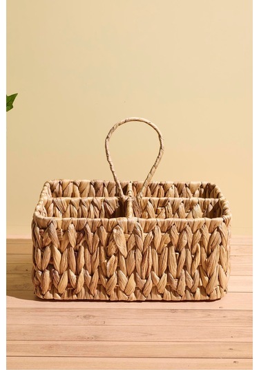 Cliento Hasır 4 Bölmeli Organizer Sepet Kahverengı Kahverengi