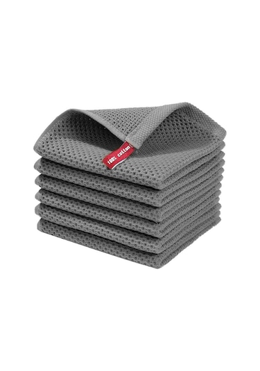 Jeemson Mavi Honeycomb Desenli 6'lı Tam Pamuk Mutfak Temizlik Bezi - 34x34 Cm, Dayanıklı, Kolay Kullanım, Ev Temizliği İçin Uygun