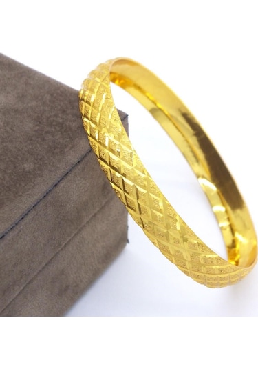 Altın Kaplama Baklava Model Bilezik 0.8 Cm Blz-3050 Altın