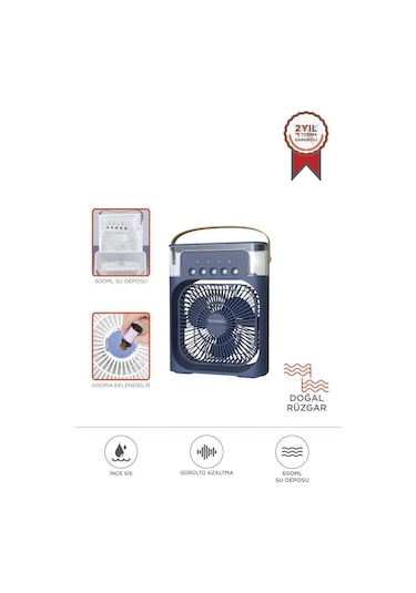 Toria F-17 Mavi Mini Taşınabilir Masaüstü Hava Nemlendirici Fan Vantilatör