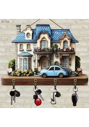 Ahşap Anahtarlık Ve Dekoratif Duvar Panosu, 4 Askılı 0017