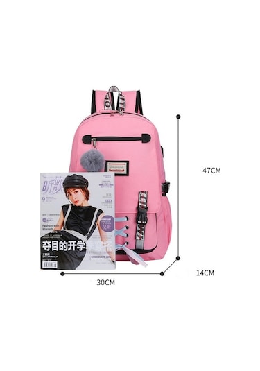 Createtech Zaman Yeşil Usb Spor Seyahat Çantası Hırsızlığa Korumalı Sırt Çantası Yeşil