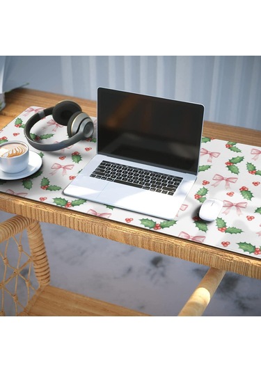 Noel Temalı 35.4x15.7 İnç Oyun Mouse Pad, Dikişli Kaymaz Kauçuk-a8