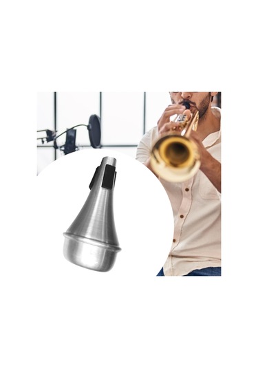 Homyl Trompet Düz Susturucu Alüminyum Alaşımlı Caz Gümüş