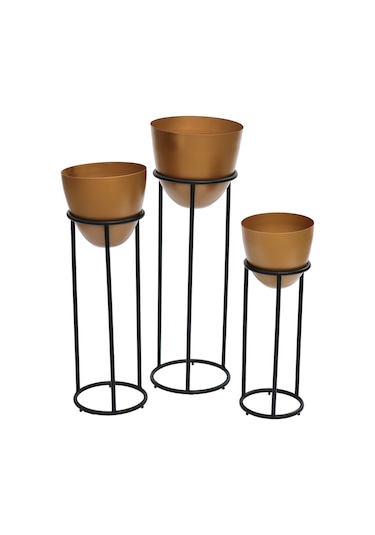 Summus Metal Ayaklı Saksı Küçük Boy Bronz