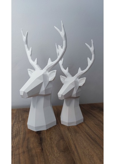 2 Li Set Geyik Figürlü Modern Dekoratif Hediyelik Biblo Beyaz 22cm/19cm Gizzstore Home