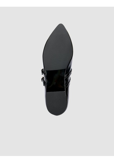 %100 Hakiki Deri Siyah Rugan Kadın Babet Siyah