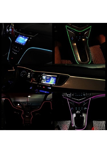 Cbtx Araba Dekorasyonu İçin 5m Çakmak El Şerit Işığı Ortam Işıkları Sürücülü Parlayan Halat Işığı - Floresan Yeşil