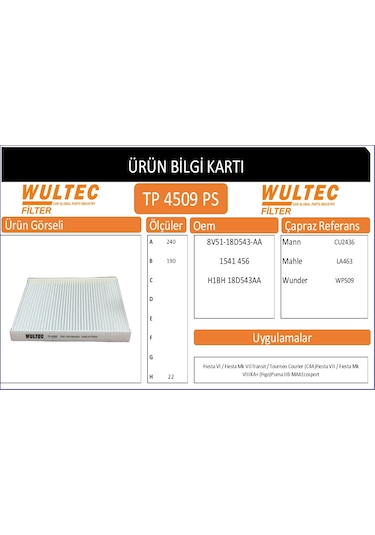 Tp 4509 Polen Fıltresı Ford Fıesta Vı Courıer 8v51