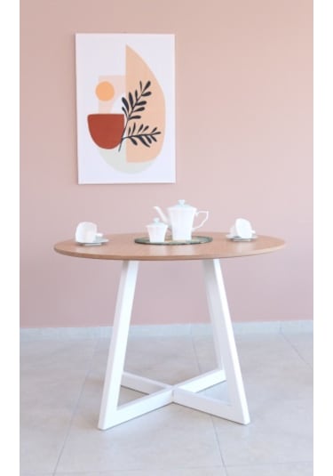 BAMBU Renk Yuvarlak Yemek Masası, Modern BAMBU MDF  Yemek Masası,